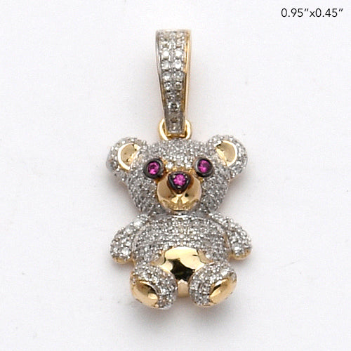 10KY 0.35CTW DIAMOND TEDDY BEAR PENDANT