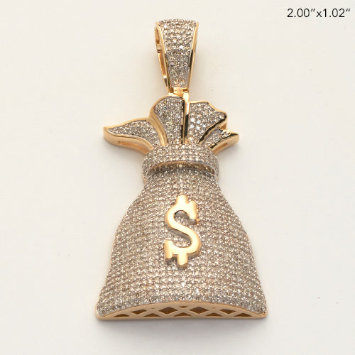 10KY 2.20CTW DIAMOND MONEY BAG PENDANT