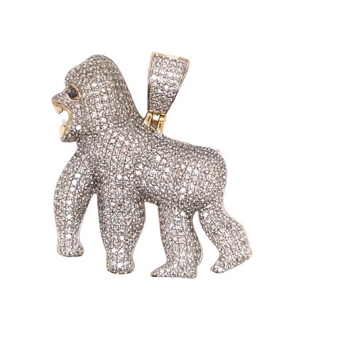 10KY 2.20CTW DIAMOND SILVERBACK GORILLA PENDANT