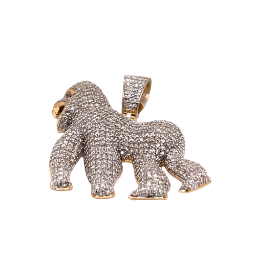 10KY 2.20CTW DIAMOND SILVERBACK GORILLA PENDANT