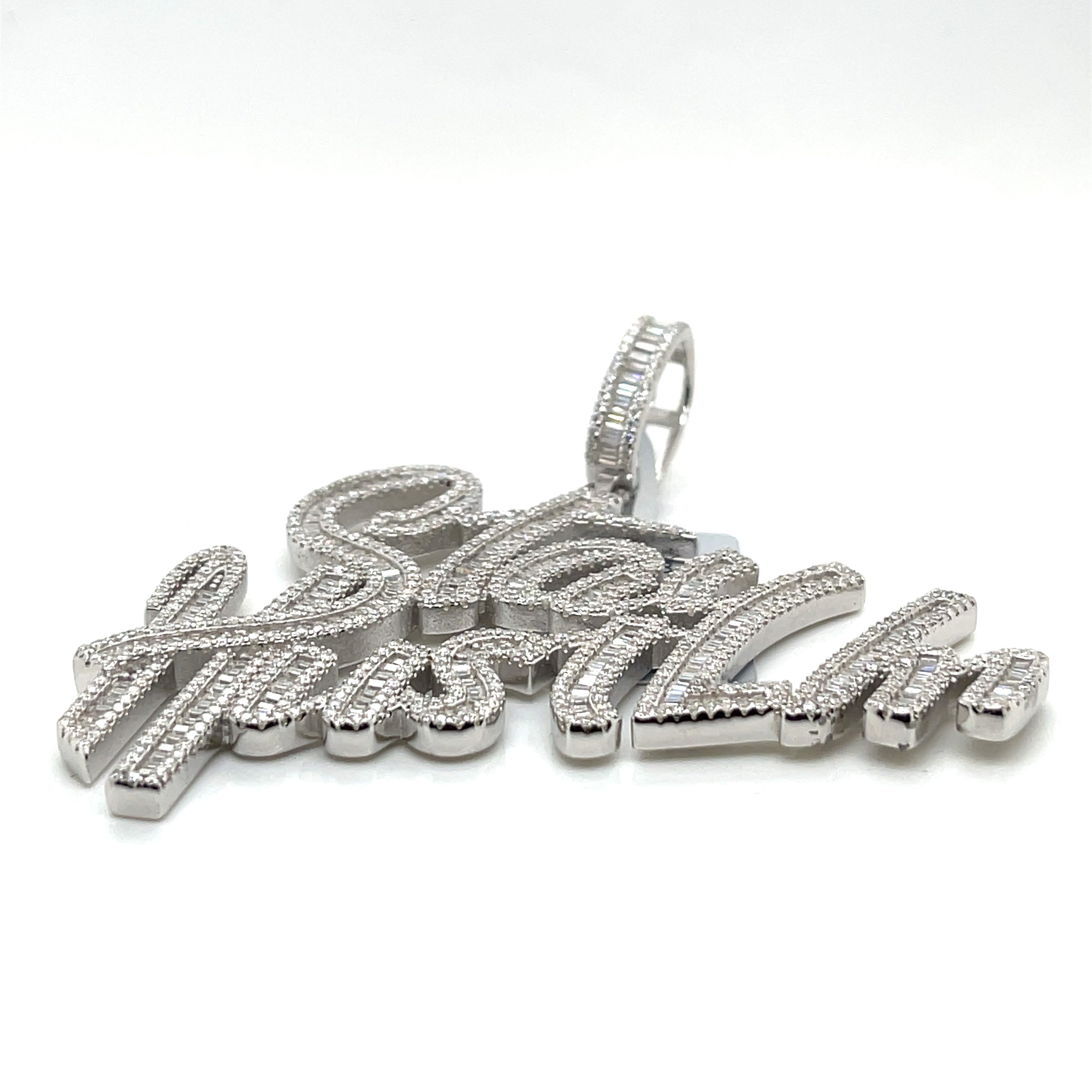 Silver Moissanite Stay Hustlin' Pendant