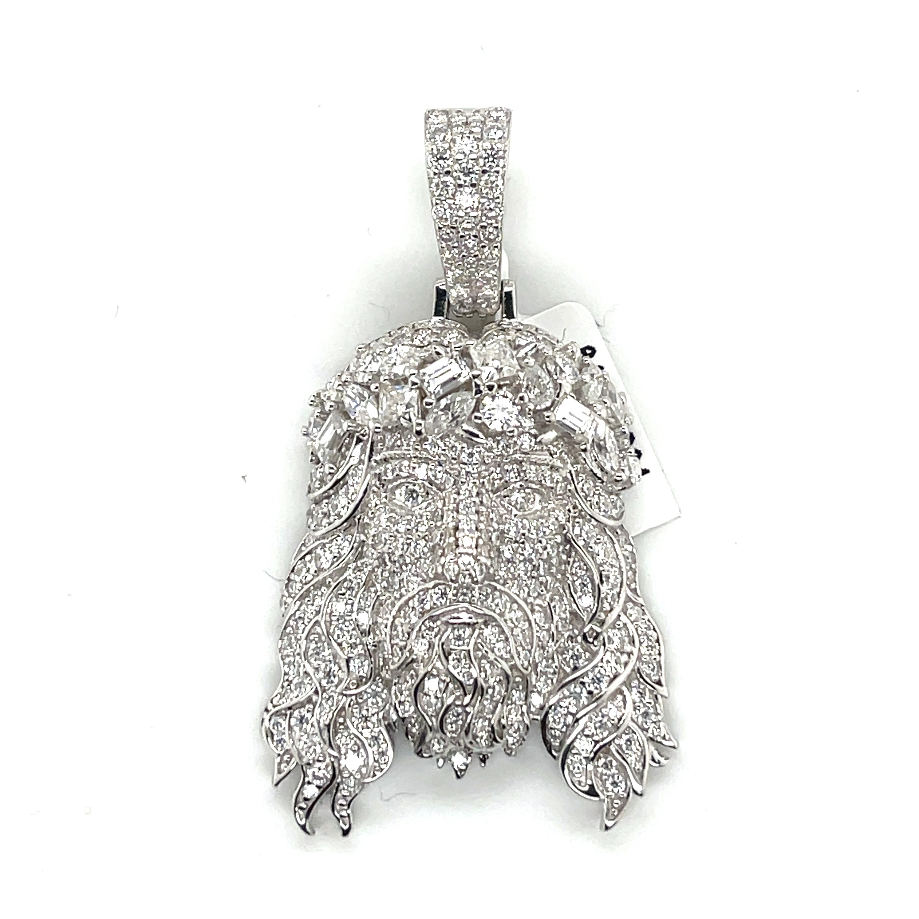 Silver Moissanite Jesus Pendant