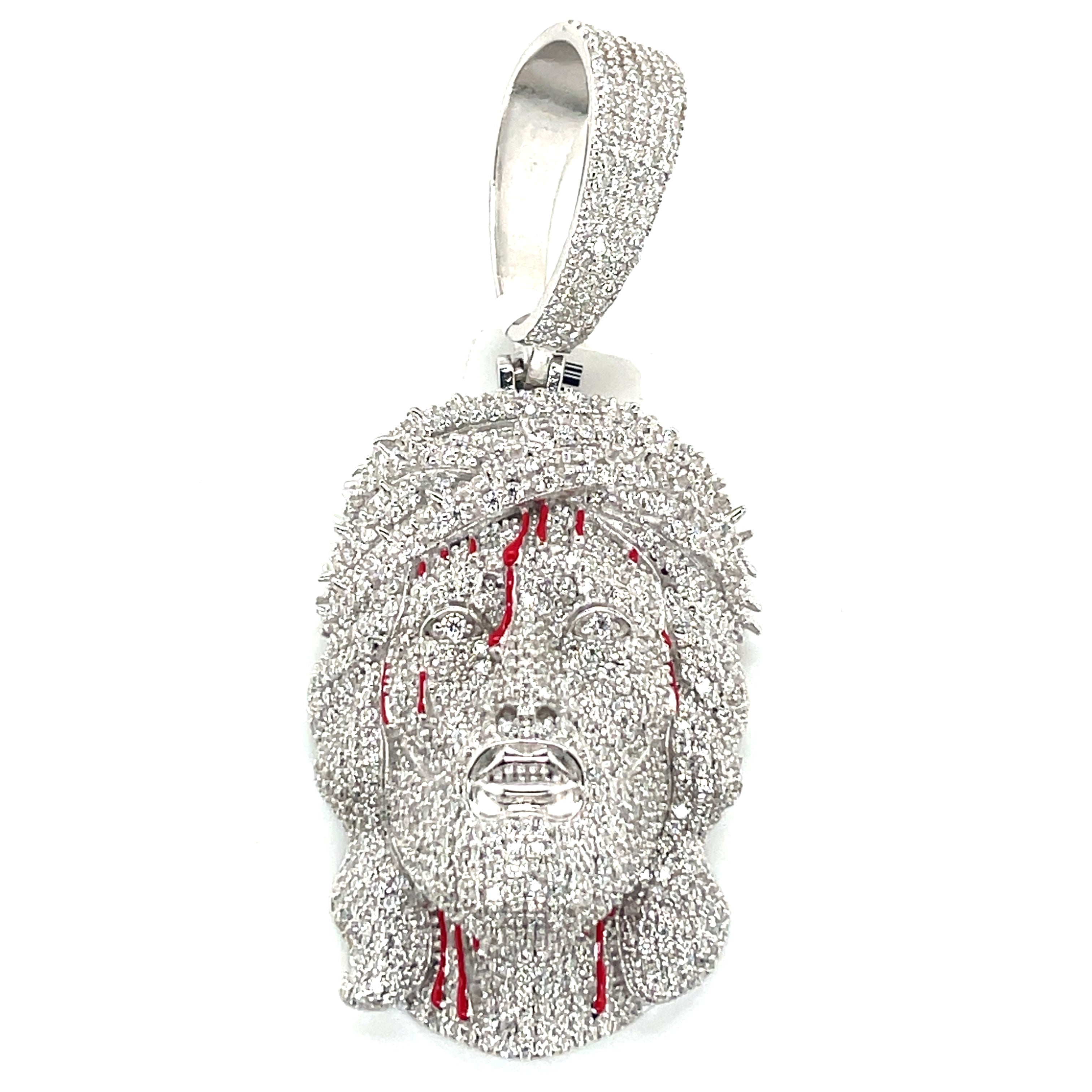 Silver Moissanite Jesus Pendant