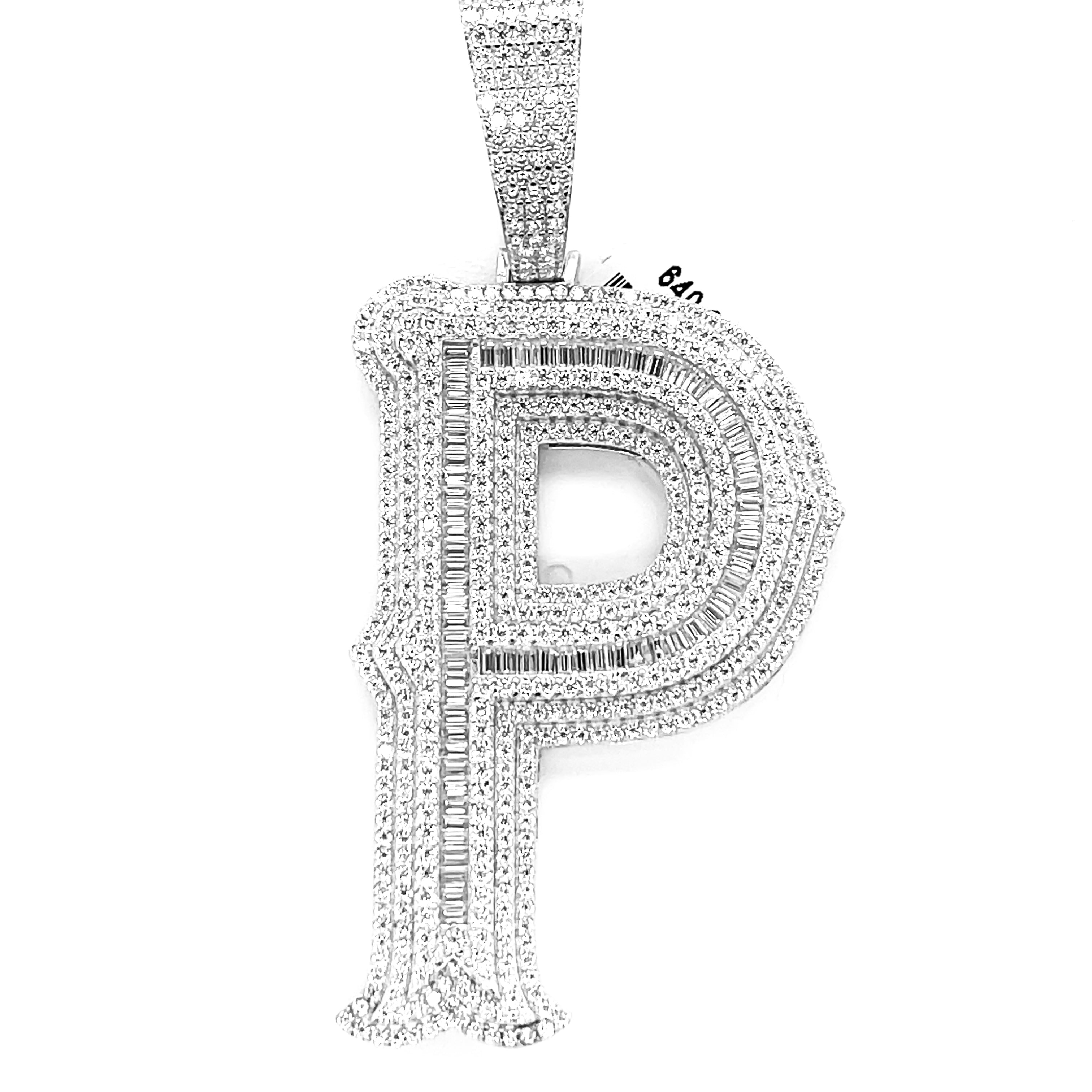 Silver Moissanite Letter "P" Pendant