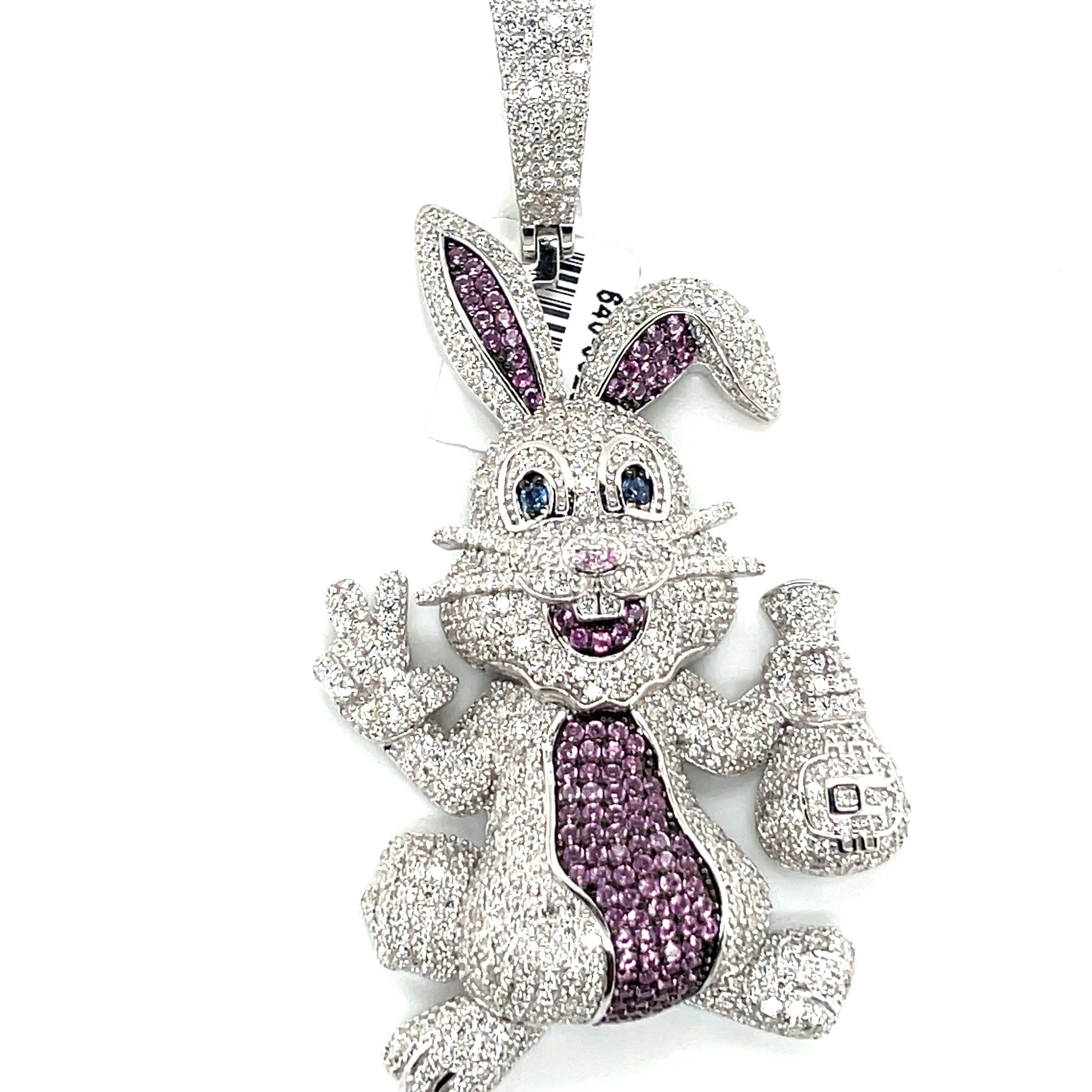 Silver Moissanite Bunny Pendant