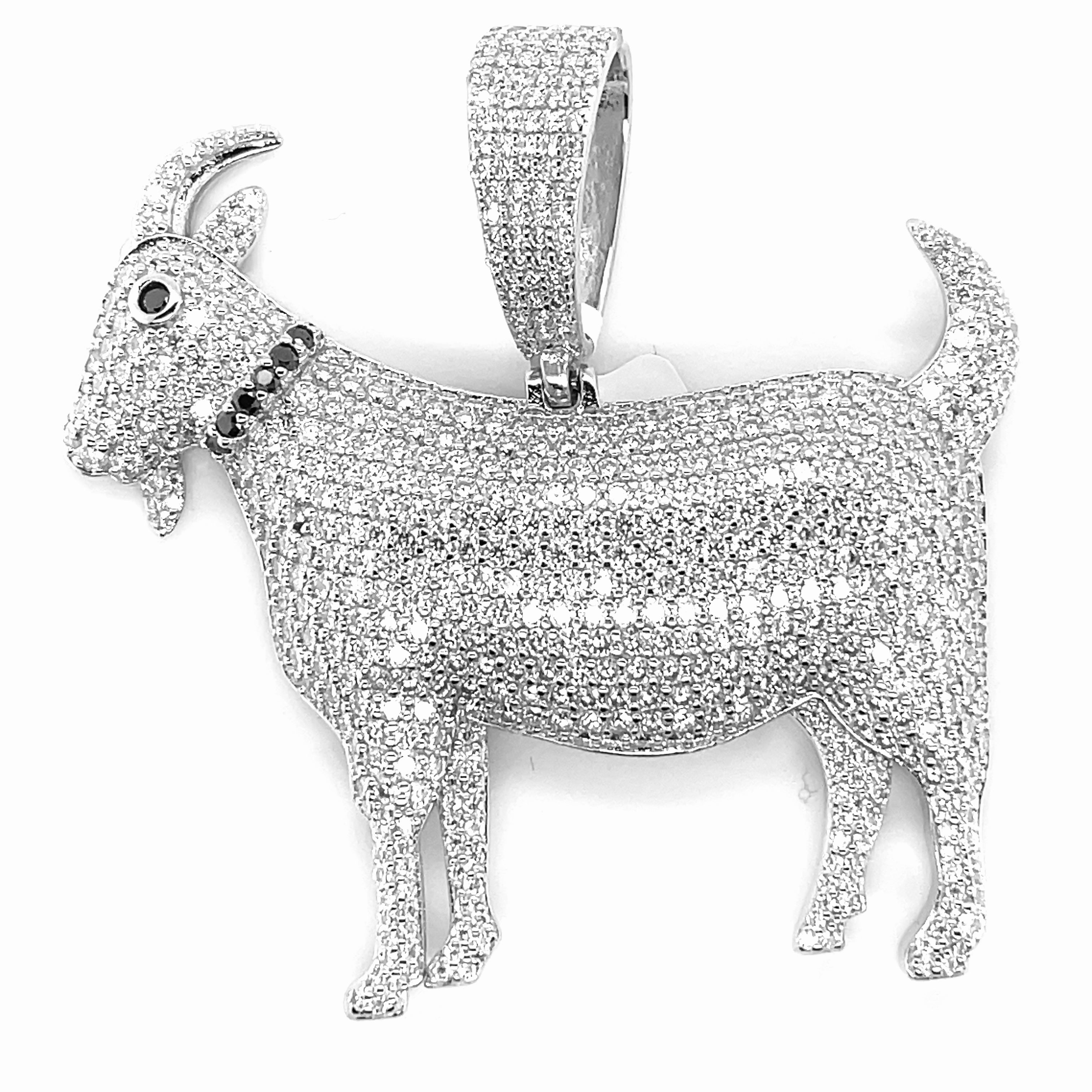 Silver Moissanite Goat Pendant