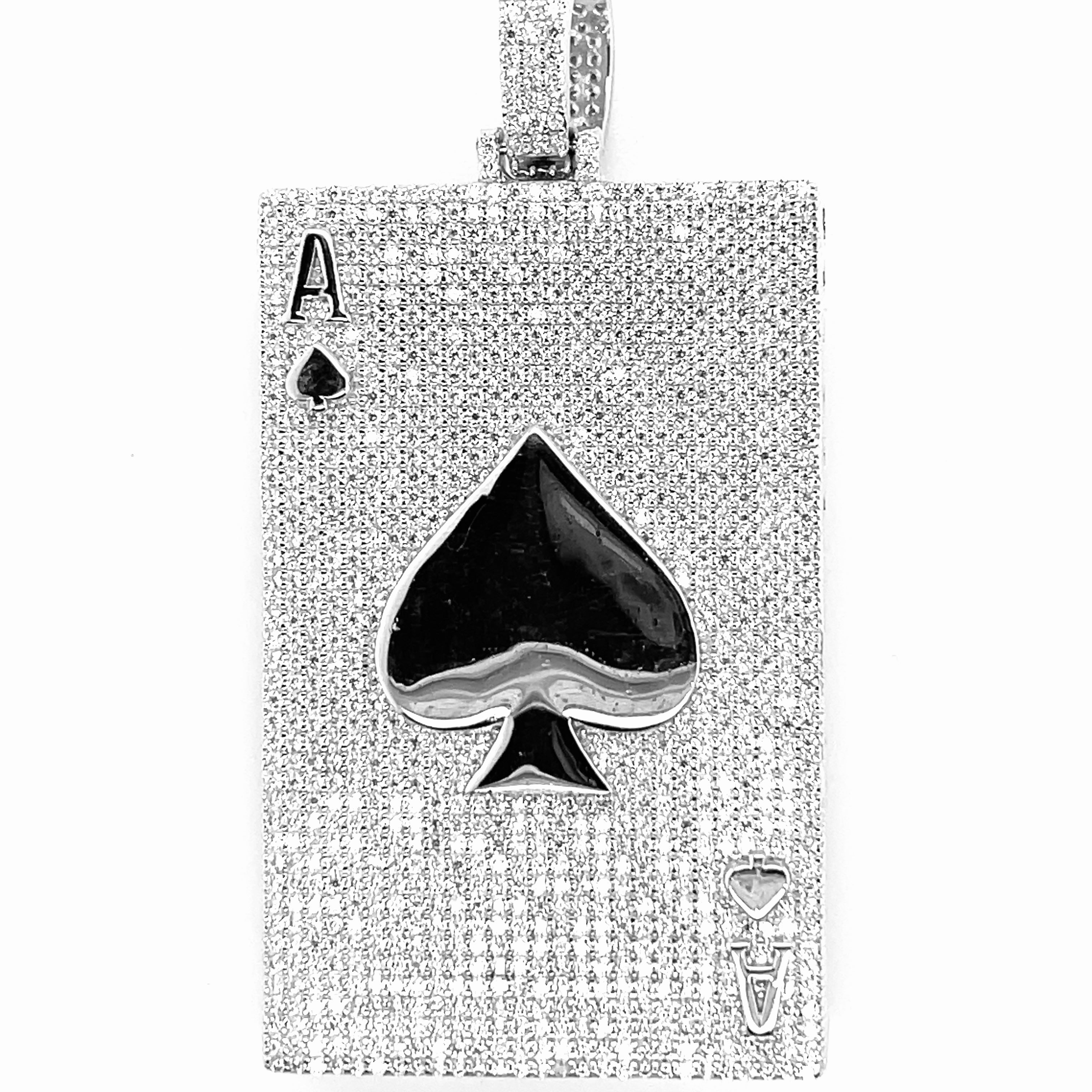 Silver Moissanite Ace/King Card Charm