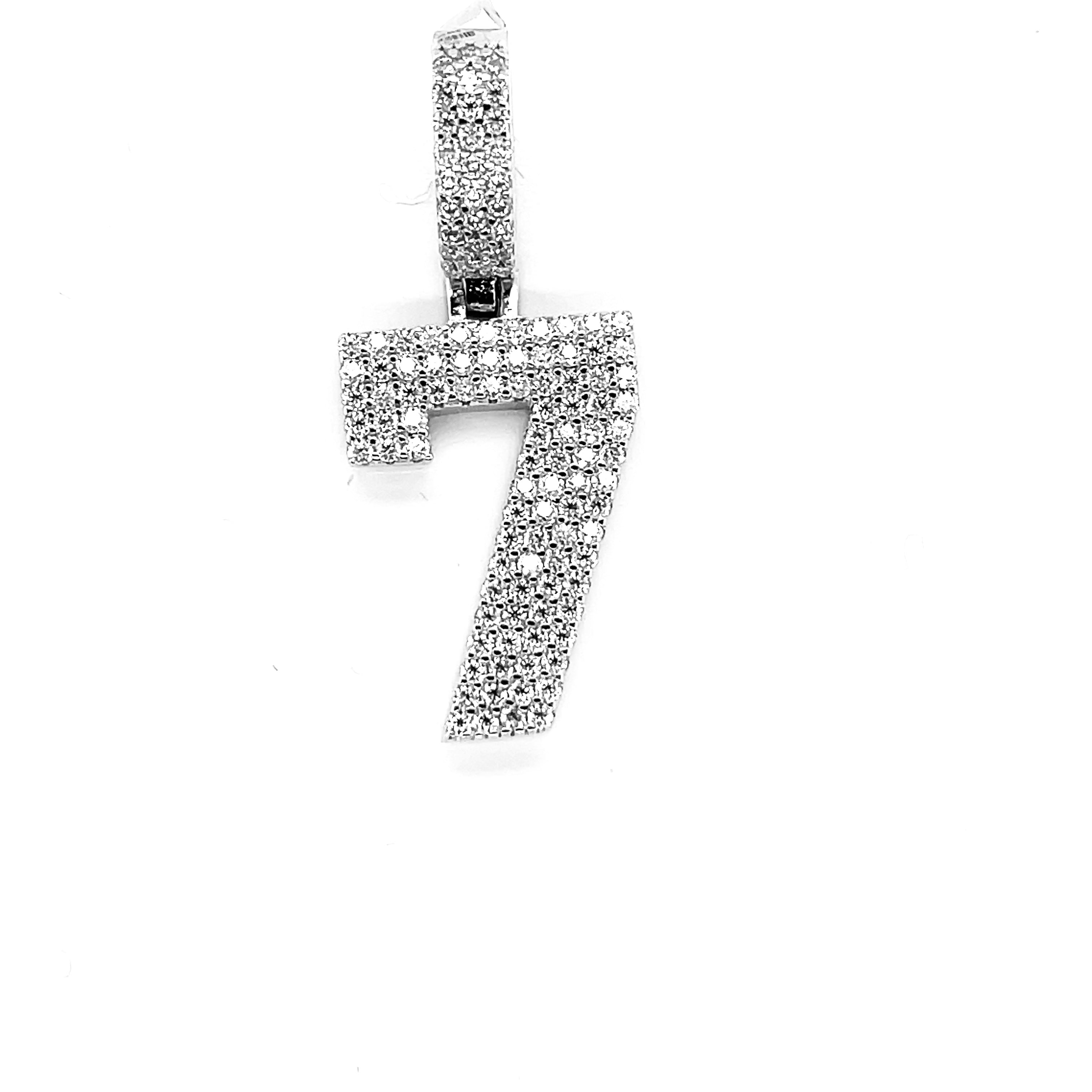 Silver Moissanite Number "7" Charm