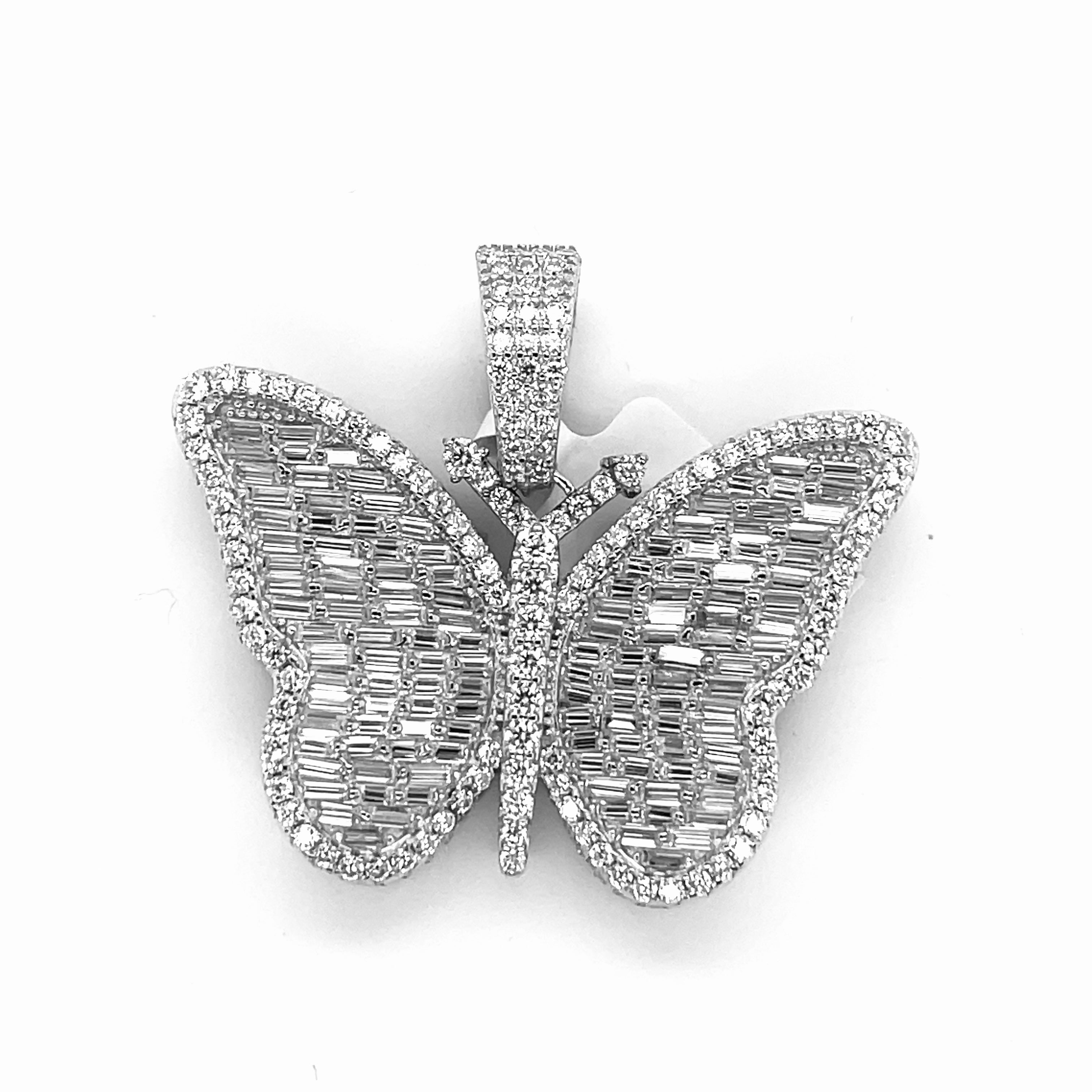 Silver Moissanite Butterfly Pendant