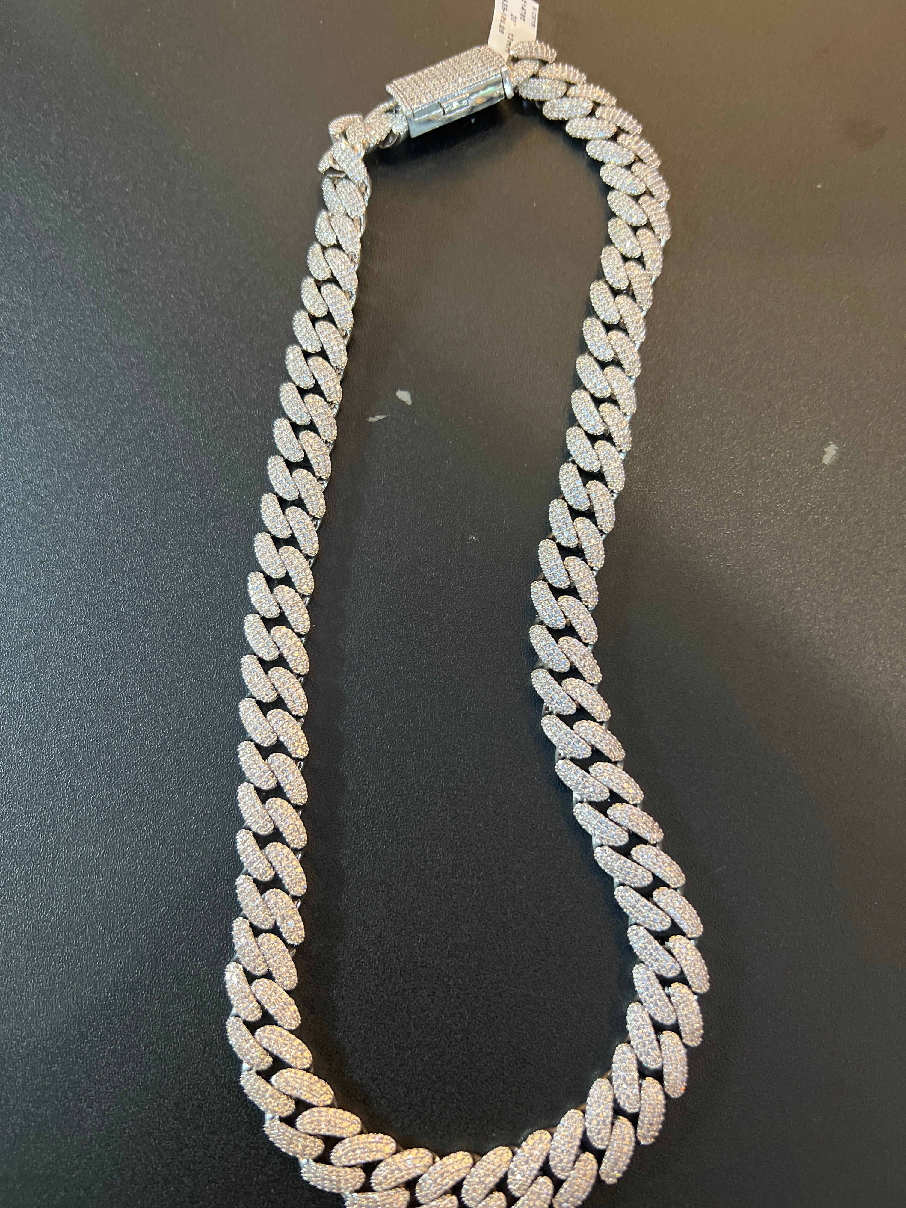 Brass Silver Plates CZ Cuban Chain