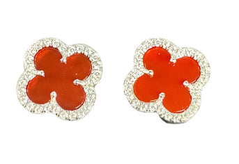 Sterling Silver Clover Earrings with .30 CWT Moissanites