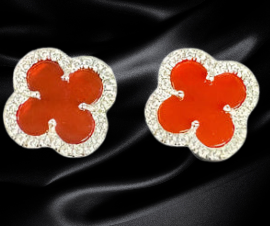 Sterling Silver Clover Earrings with .30 CWT Moissanites