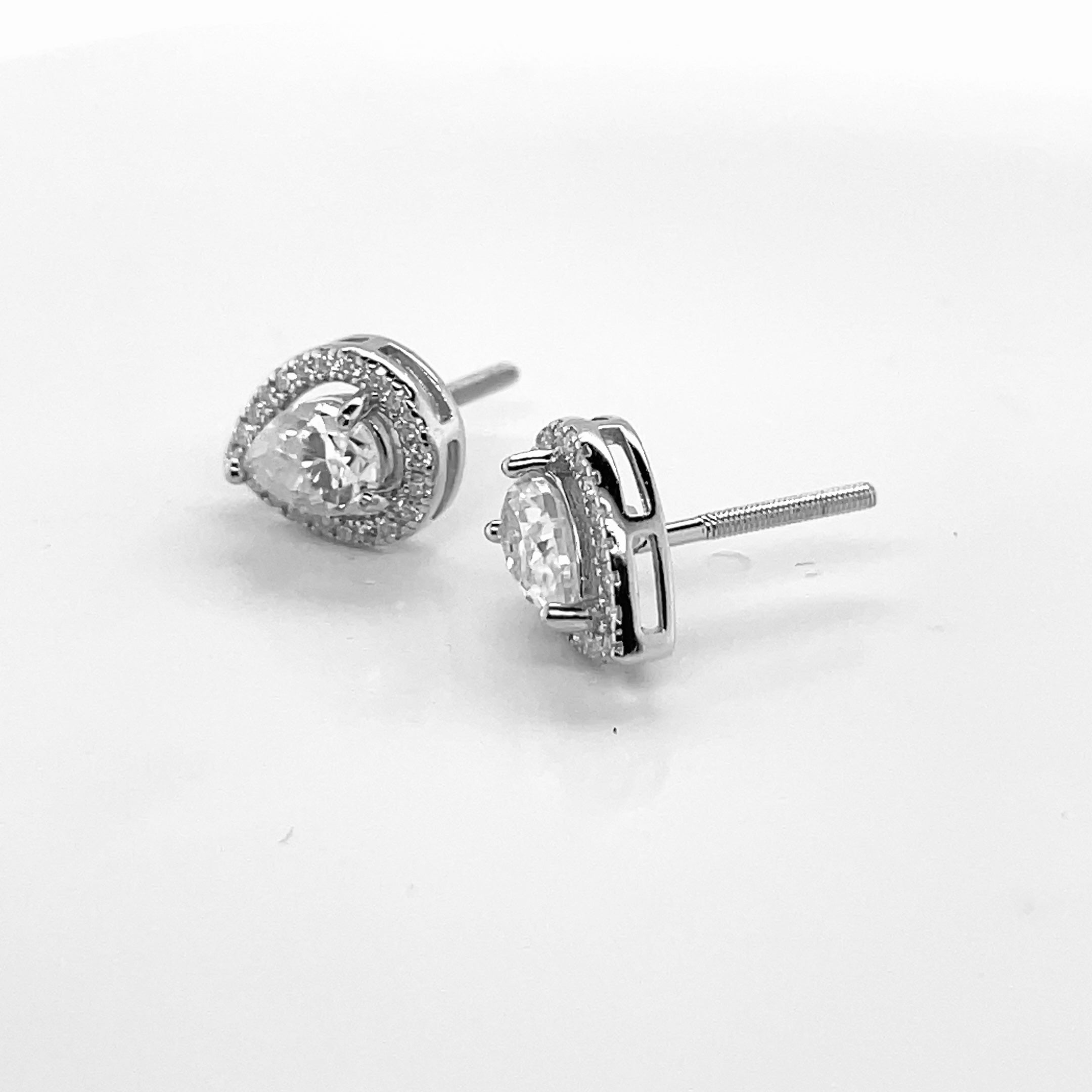 Teardrop Silver and Moissanite Stud Earrings