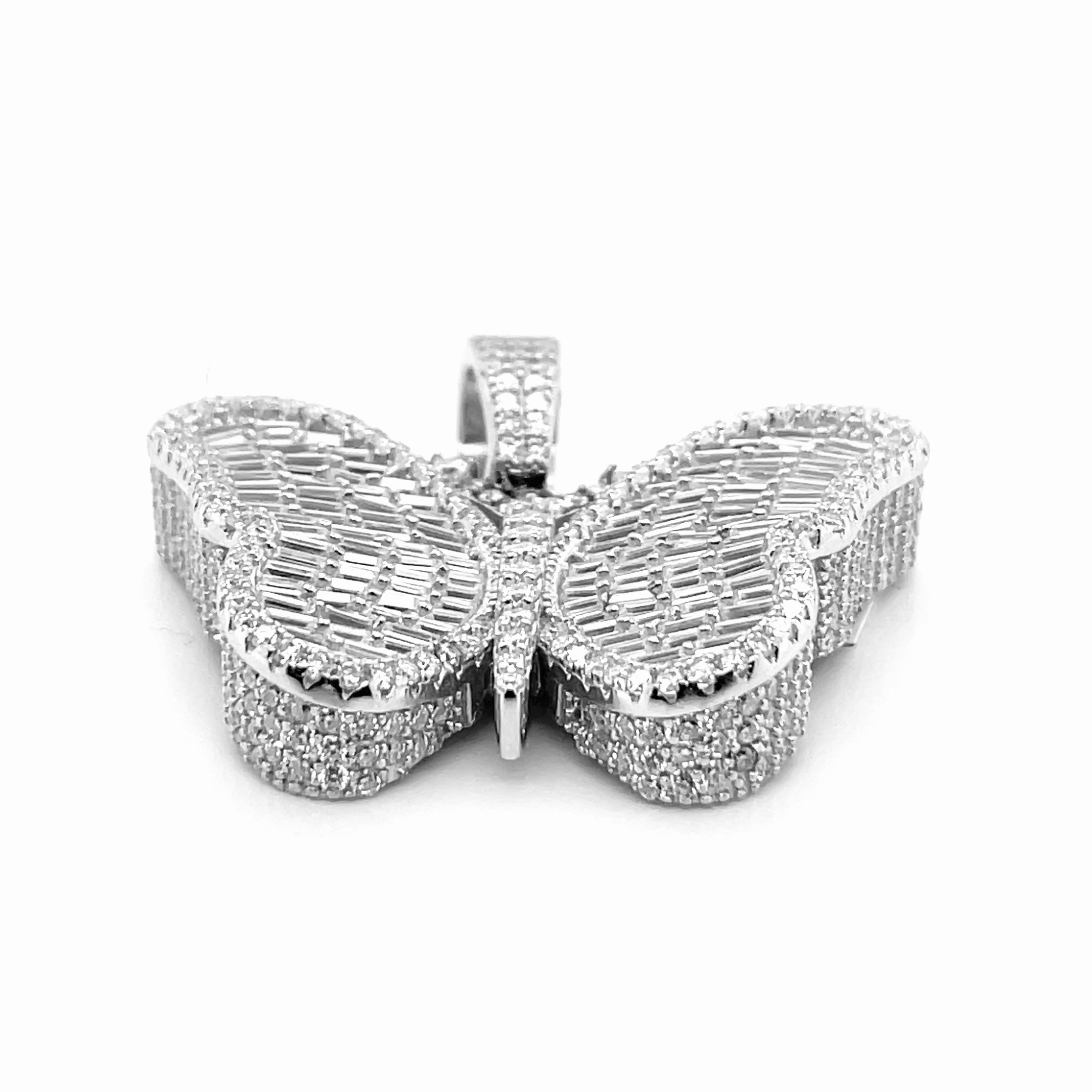 Silver Moissanite Butterfly Pendant