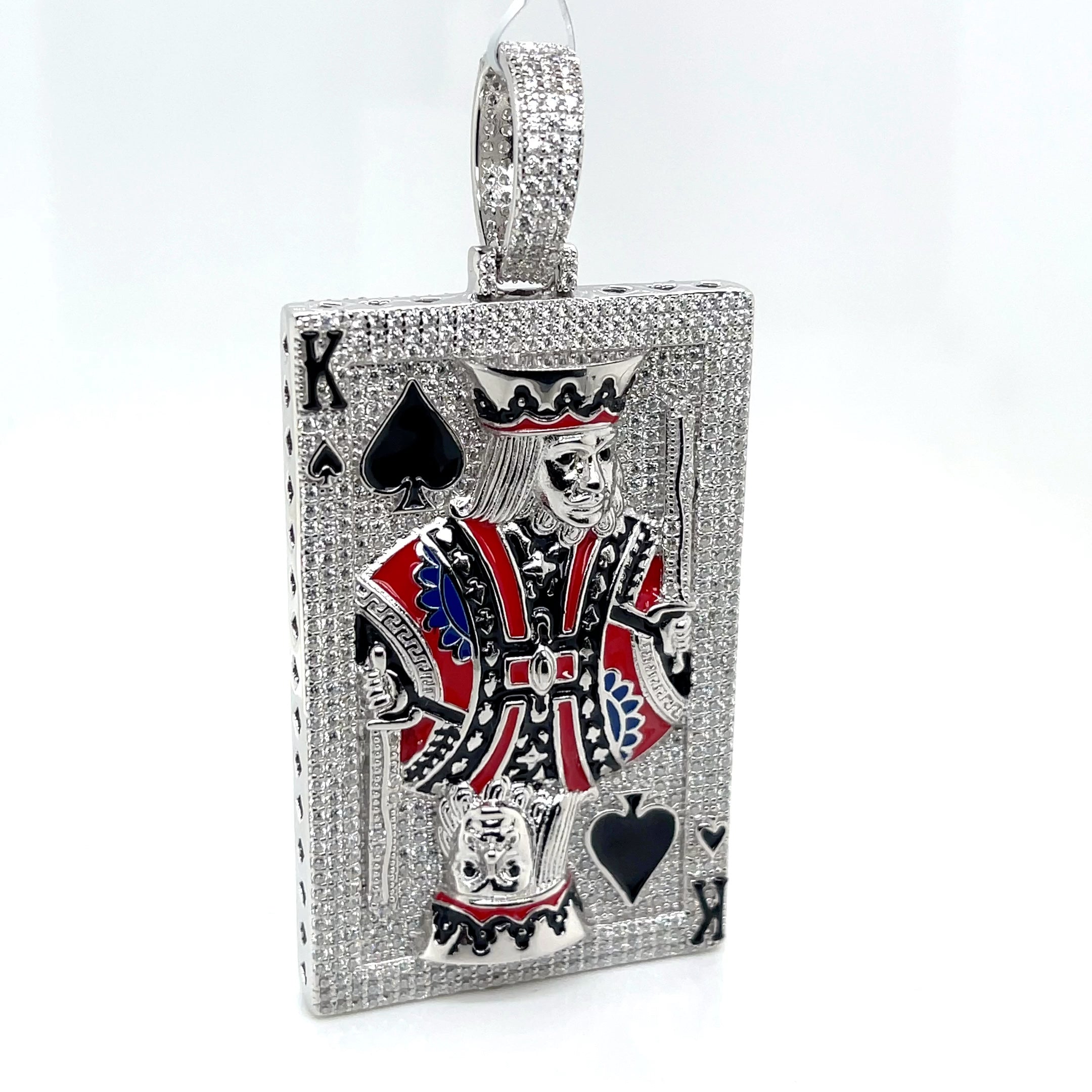 Silver Moissanite Ace/King Card Charm