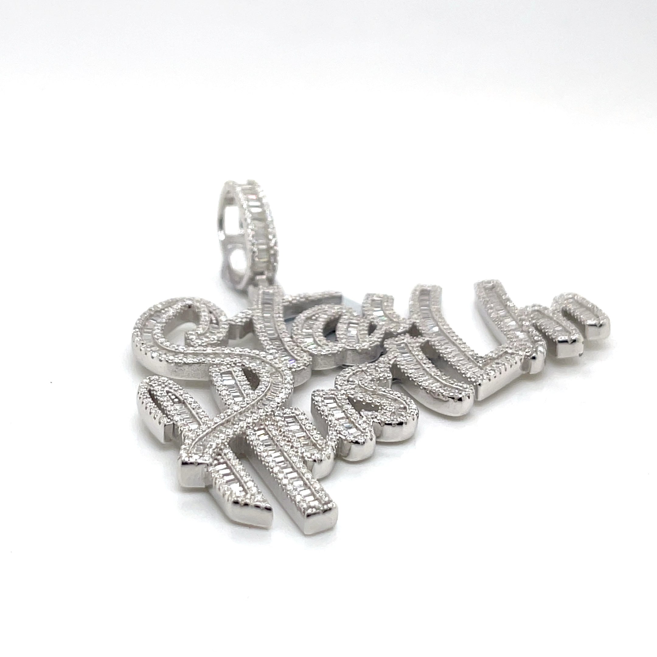 Silver Moissanite Stay Hustlin' Pendant