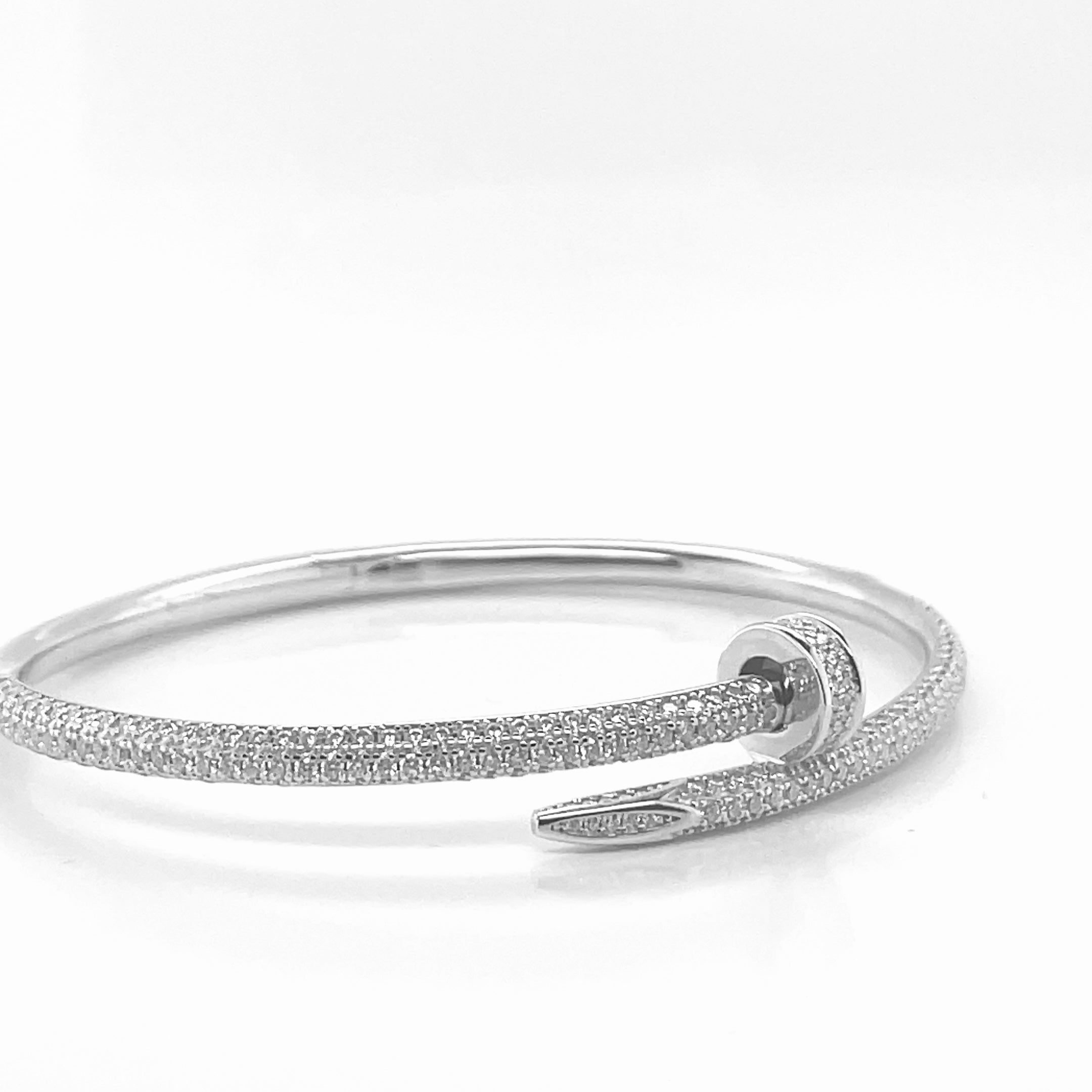 Silver Moissanite Nail Bangle