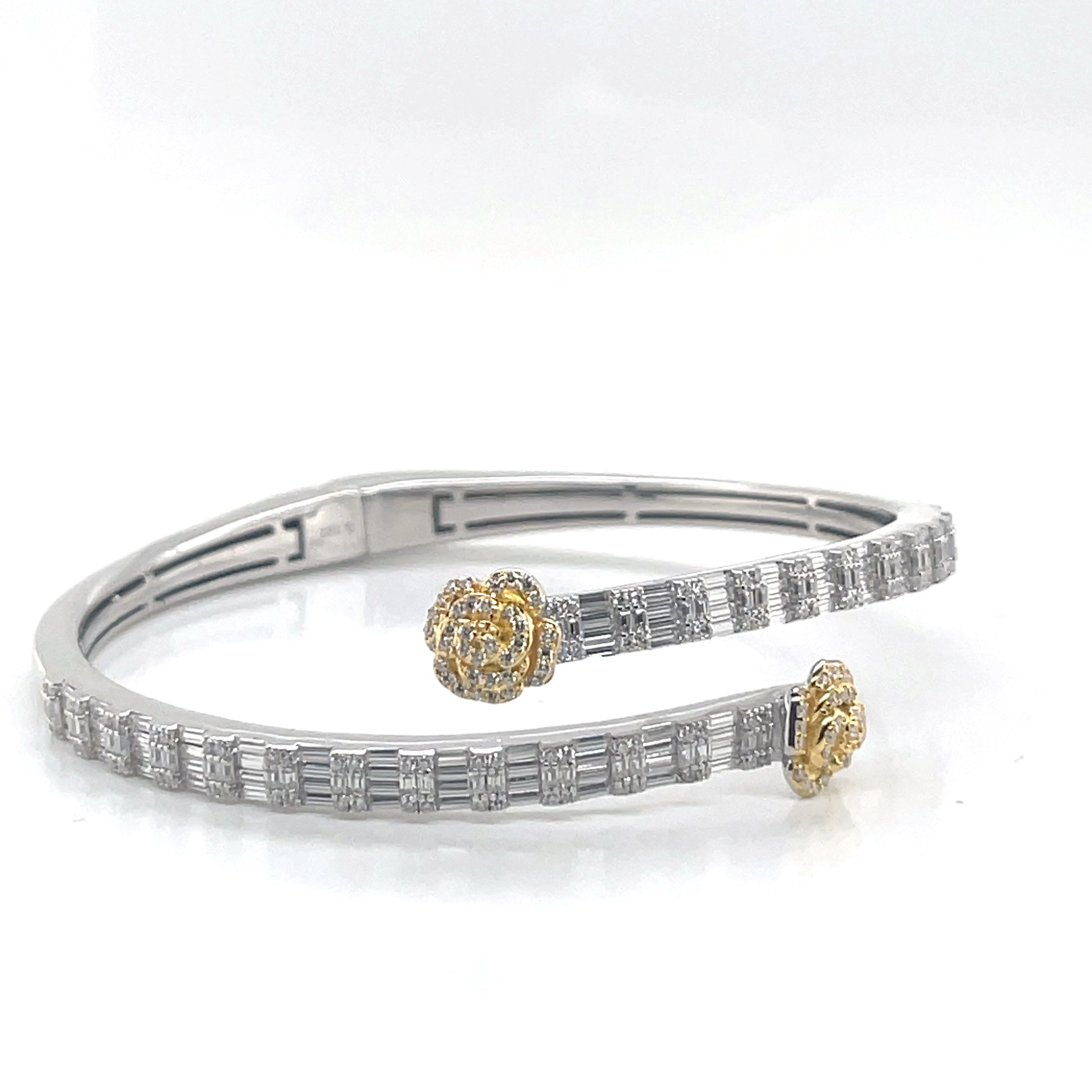 Silver Moissanite Flower Bangle