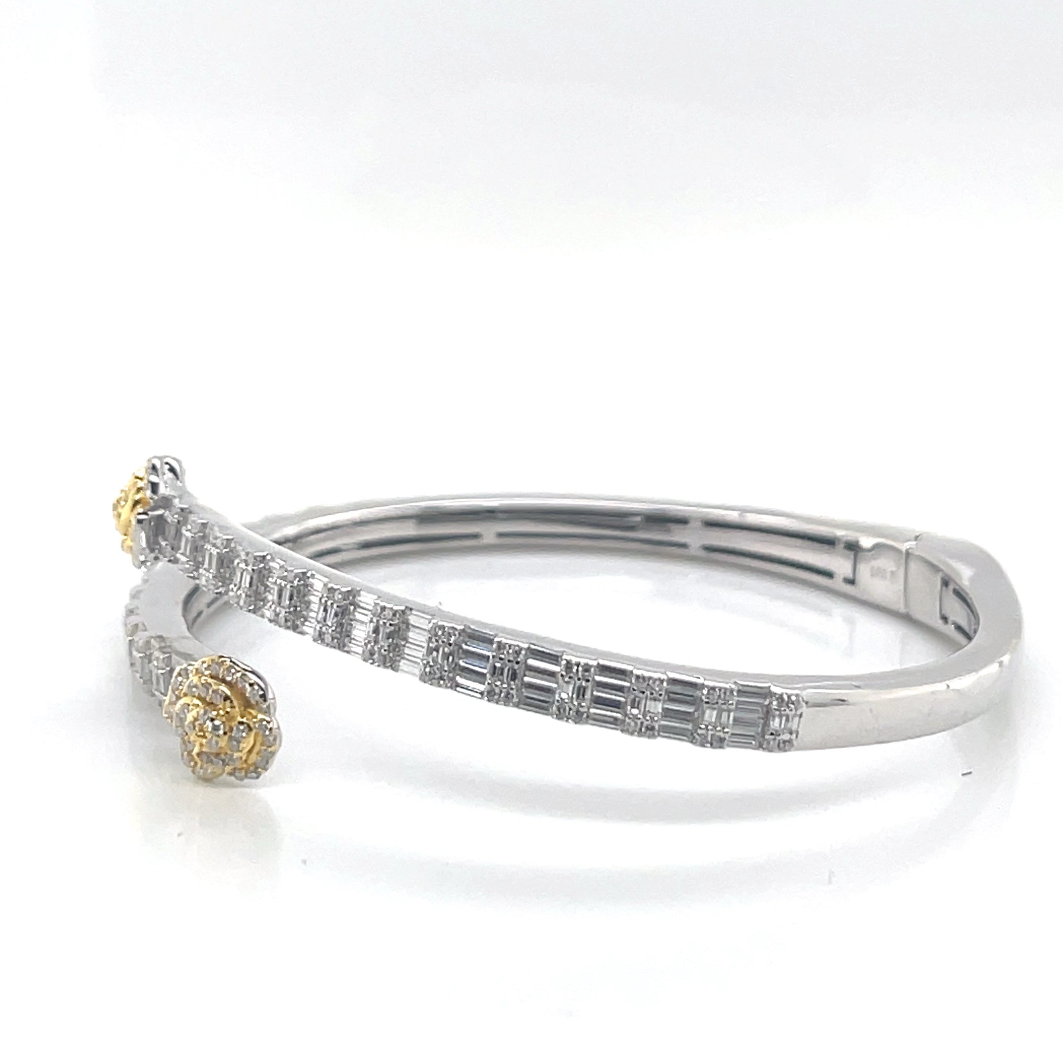 Silver Moissanite Flower Bangle