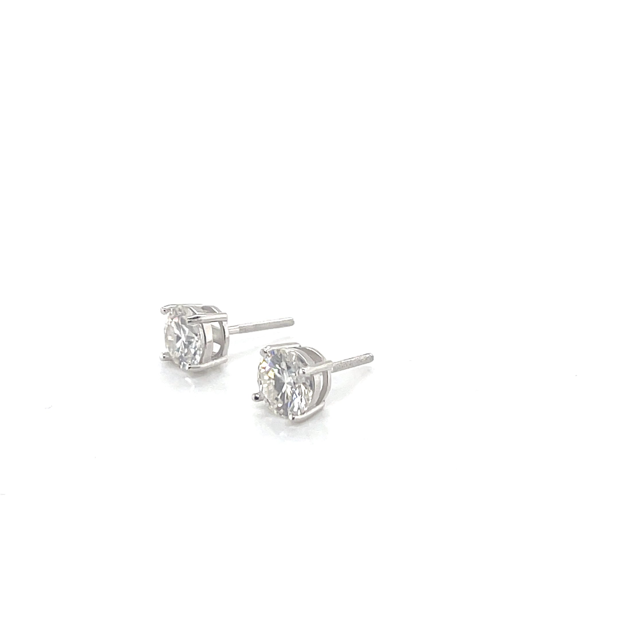 Round Silver and Moissanite Stud Earrings