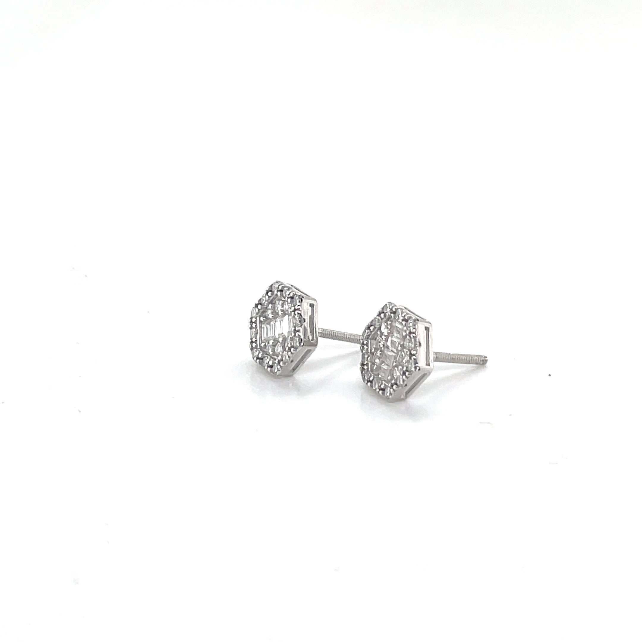 Round Silver and Moissanite Stud Earrings