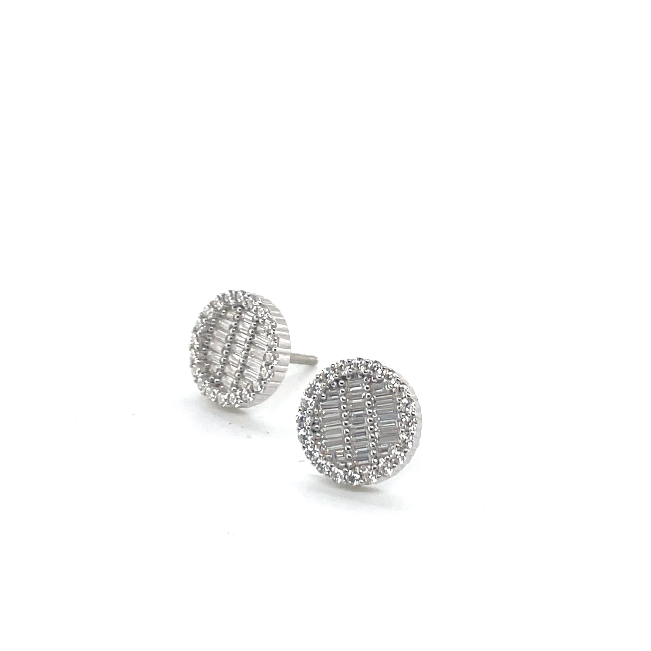 Round Silver and Moissanite Stud Earrings