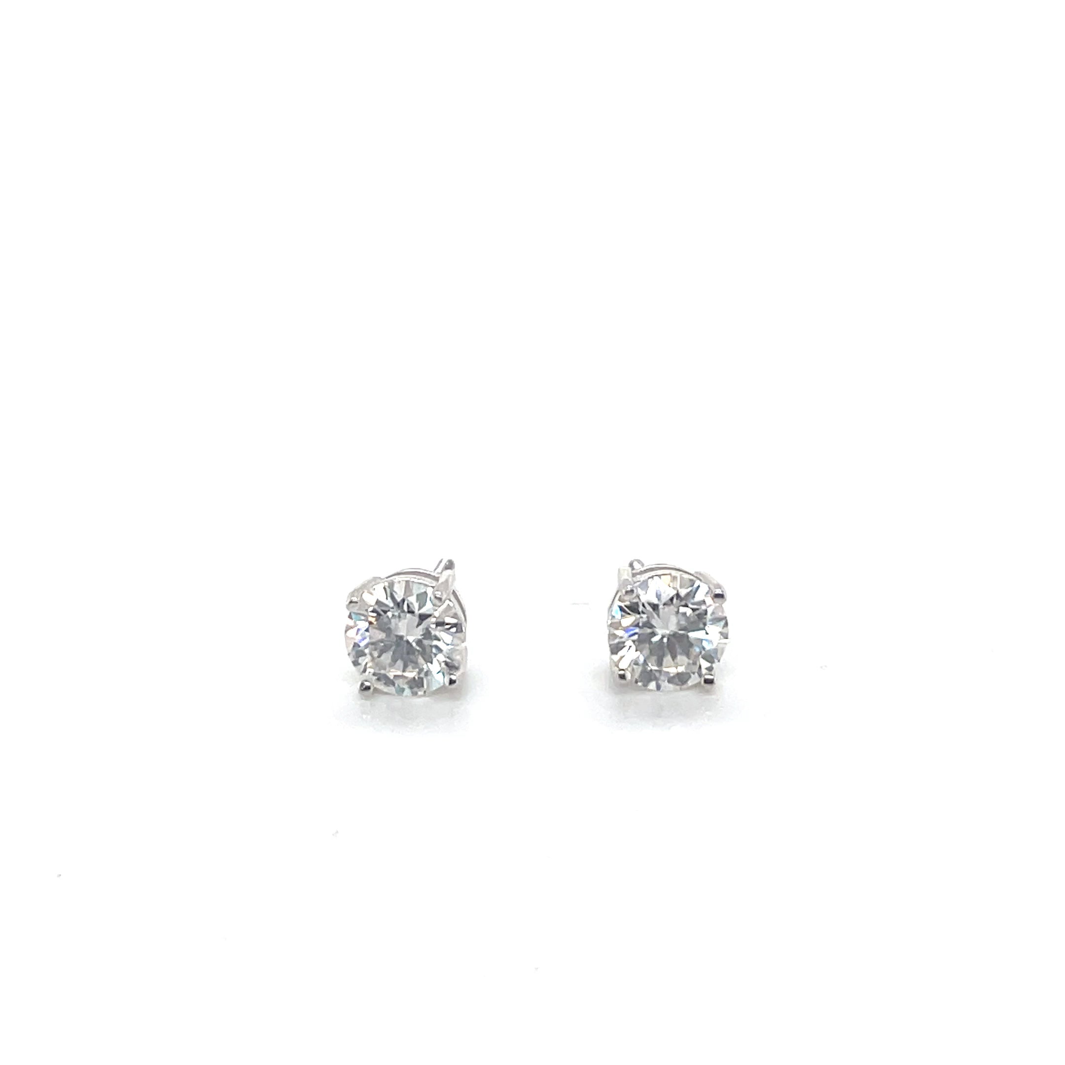 Round Silver and Moissanite Stud Earrings