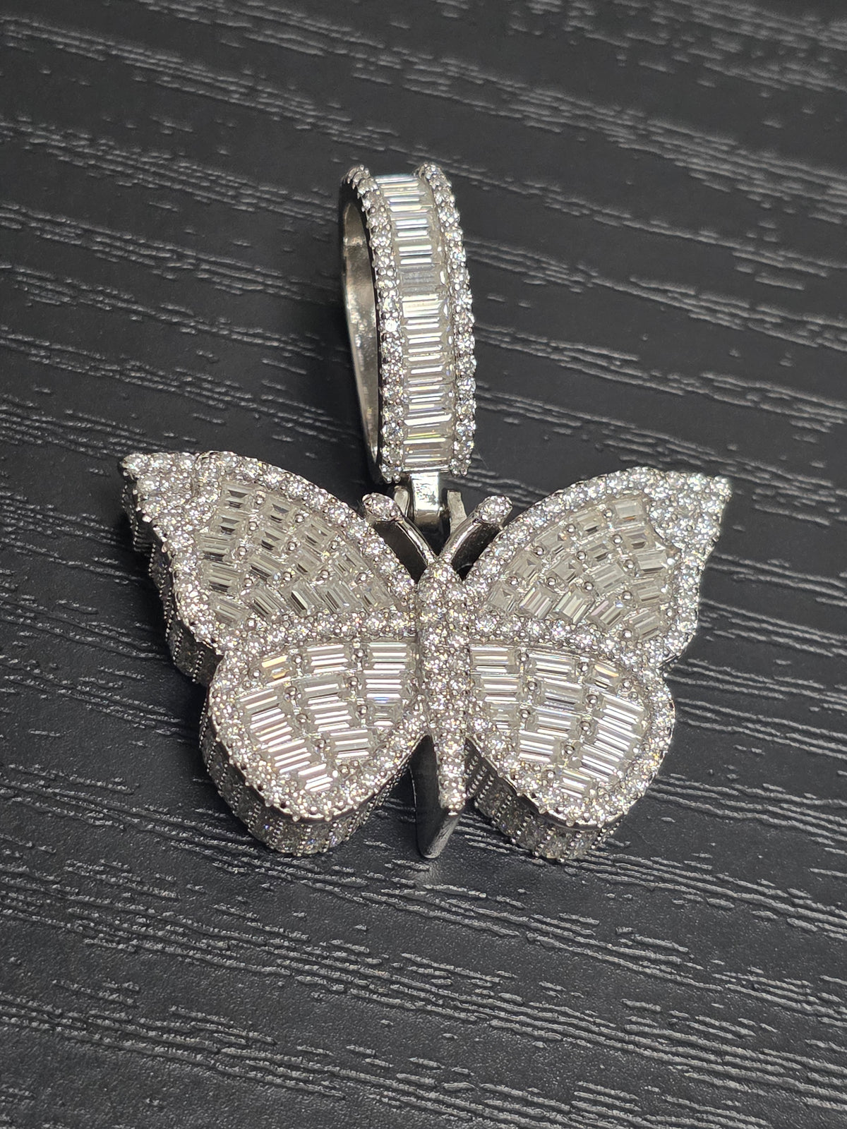 Silver Moissanite Butterfly Pendant