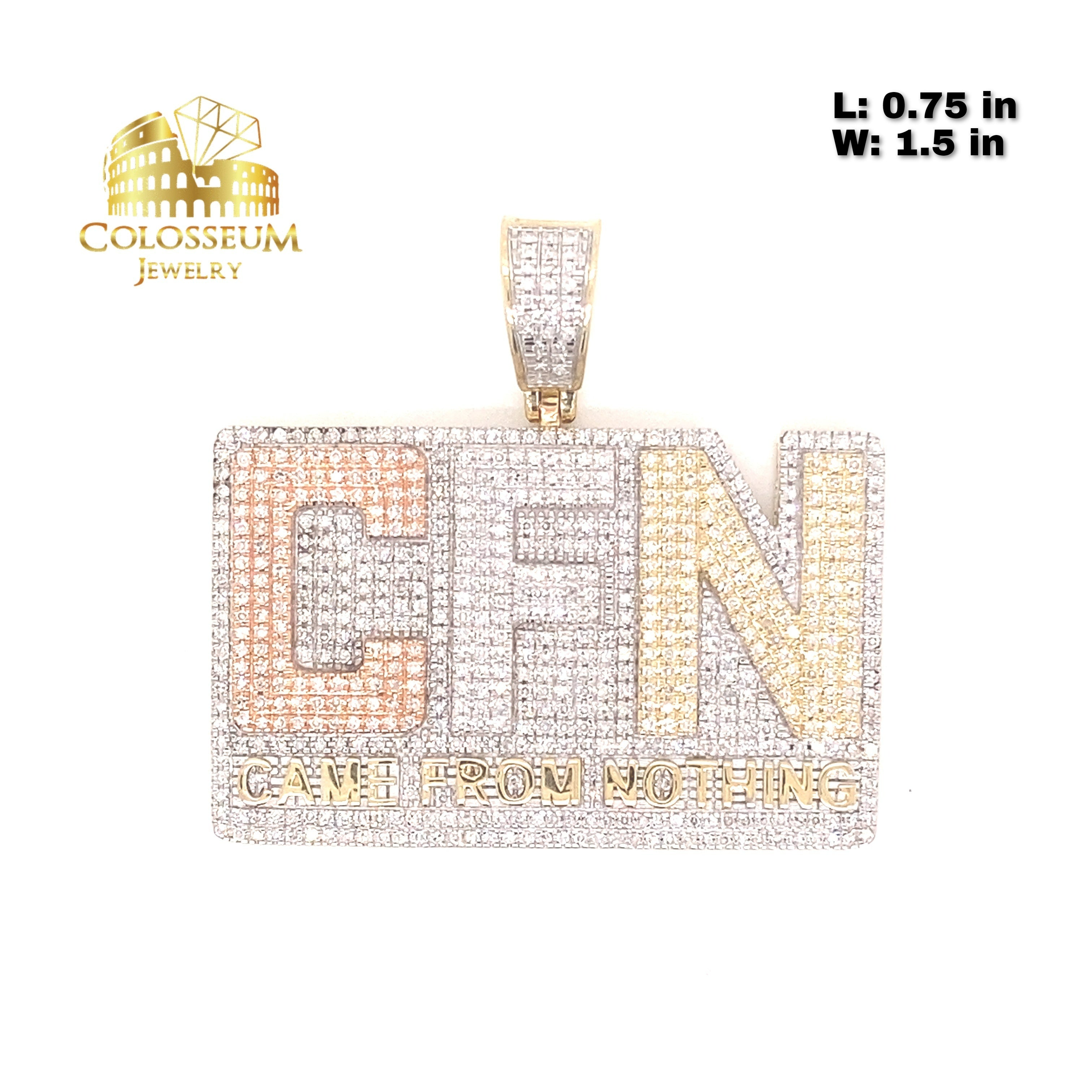 10K Gold 'Came From Nothing' CFN  Diamond Pendant