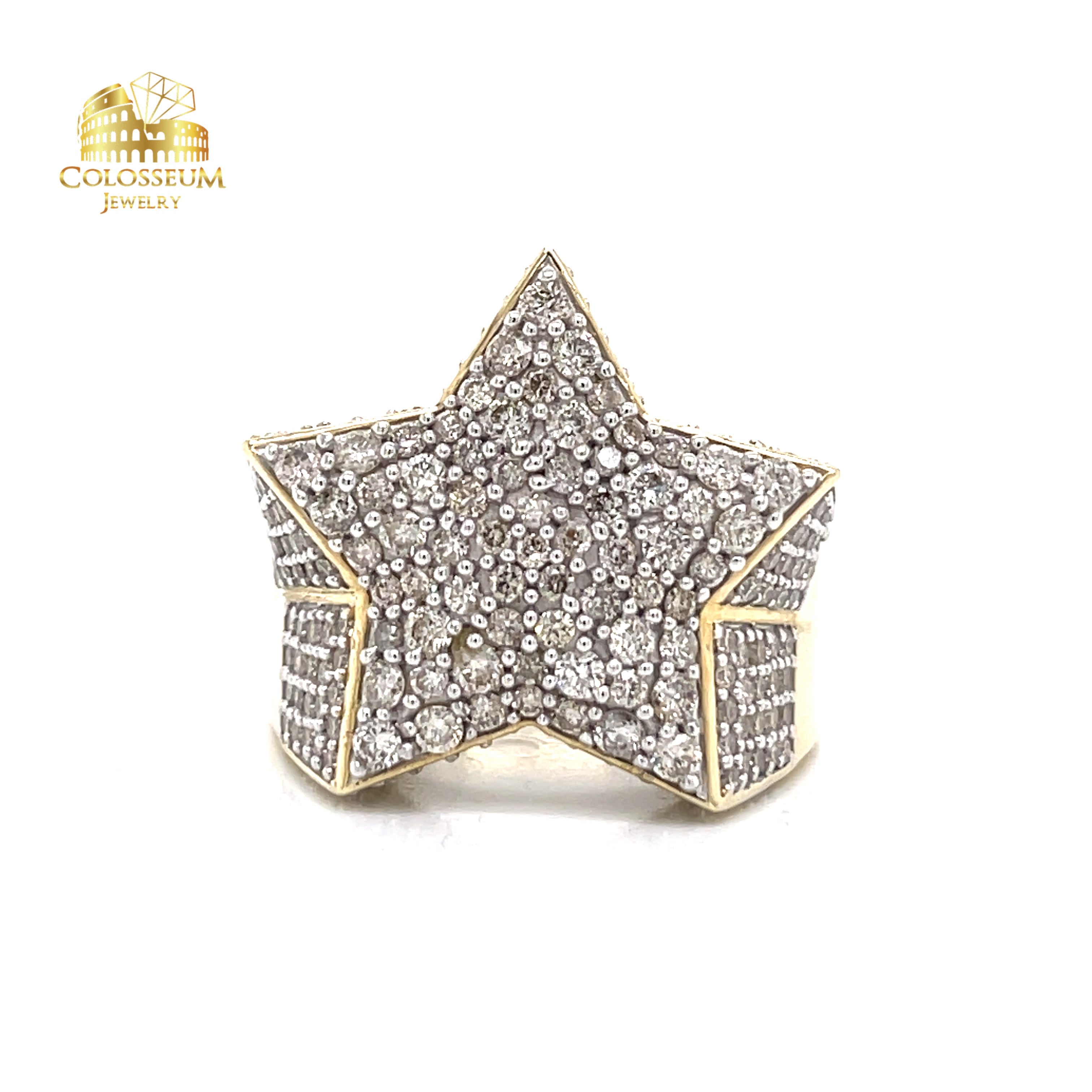 10K Yellow Gold Star Diamond Ring 3.00ctw