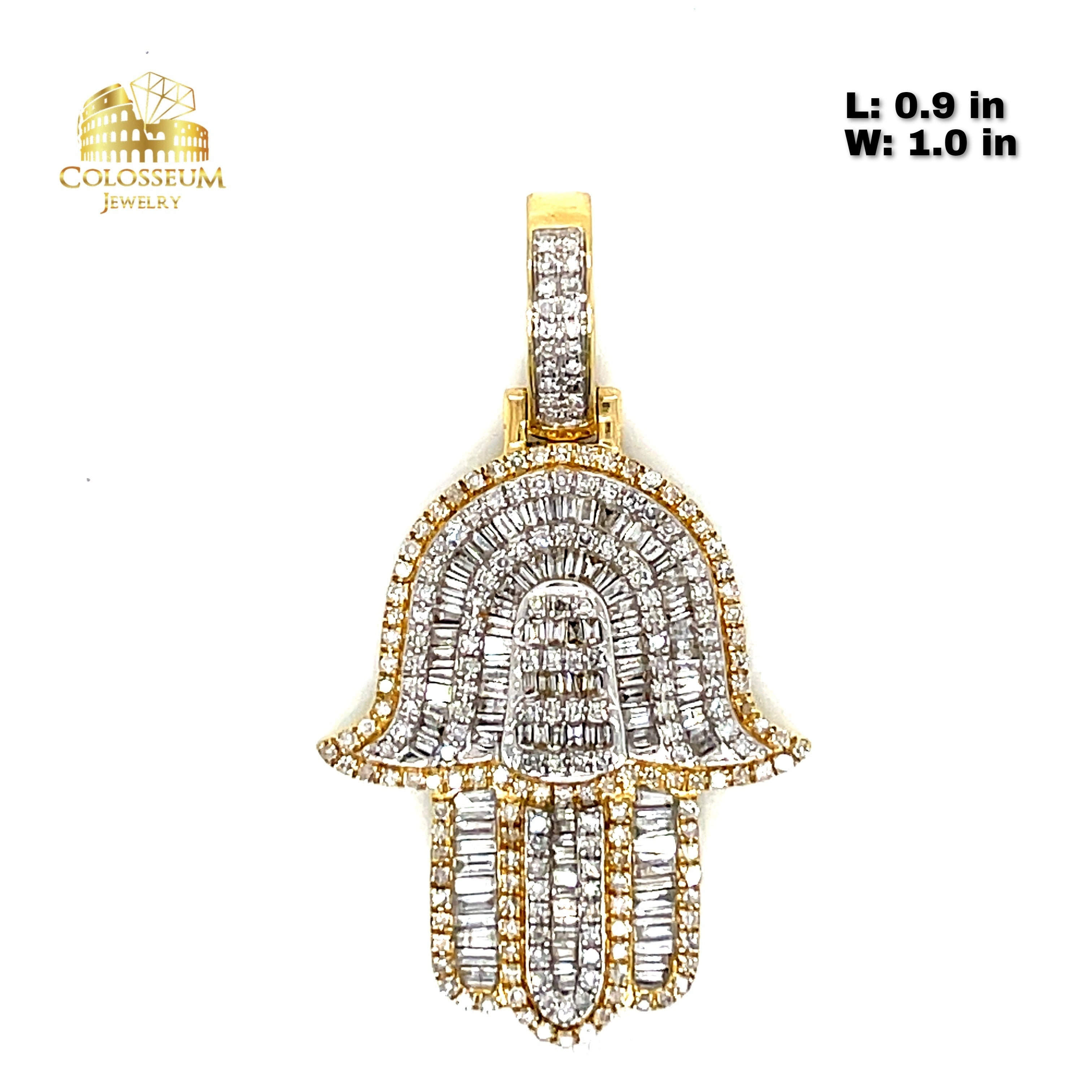 10K Hamsa Hand Diamond Pendant 1.25ctw