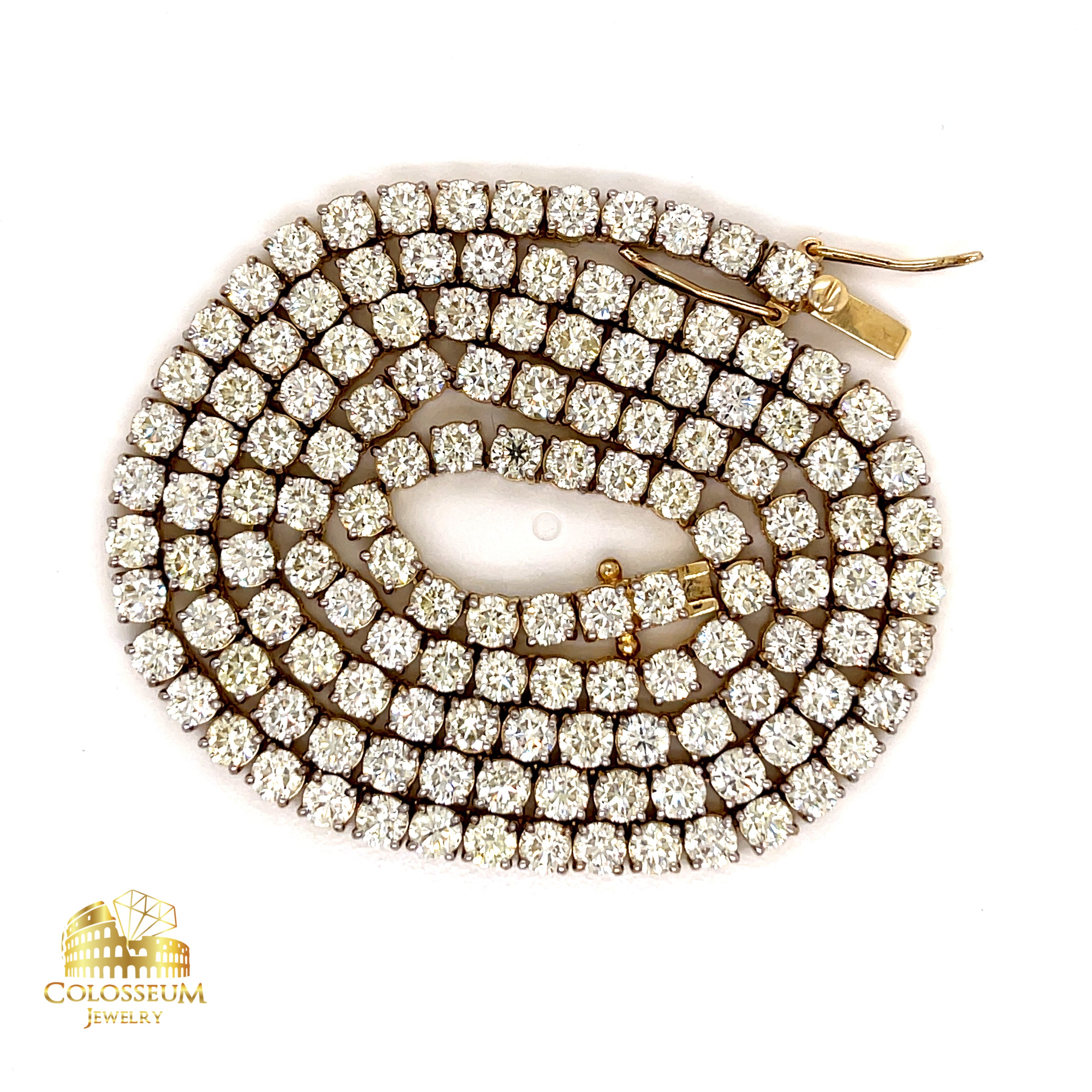 Diamond Tennis Chain / 10K Yellow Gold / 25.23 CTW VVS Diamonds