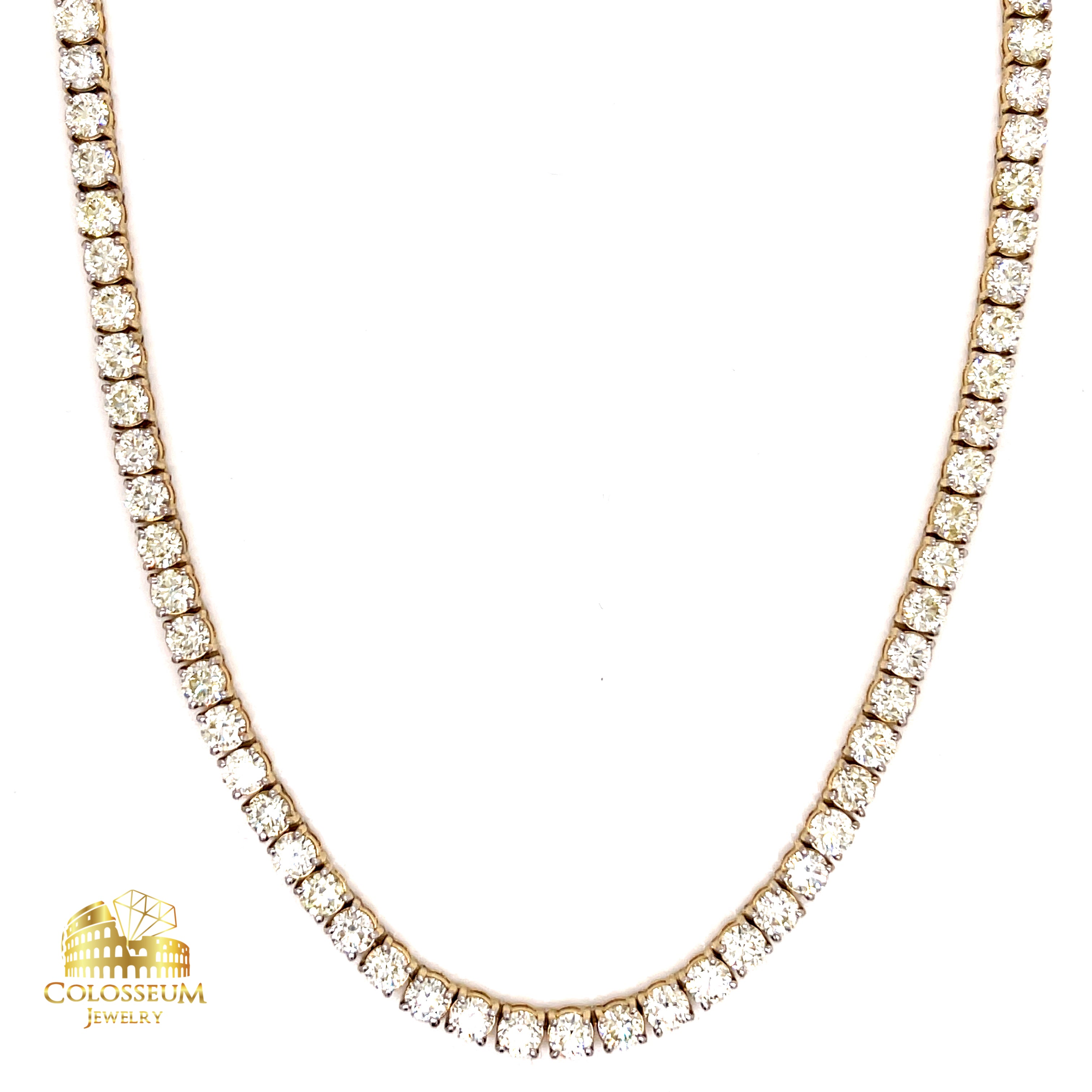 Diamond Tennis Chain / 10K Yellow Gold / 25.23 CTW VVS Diamonds