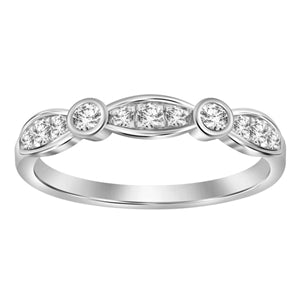 LADIES STACKABLE BAND 1/4 CT ROUND DIAMOND 14K WHITE GOLD