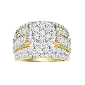 LADIES RING 3 CT ROUND DIAMOND 10K YELLOW GOLD