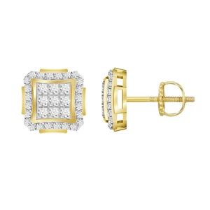 MEN'S EARRINGS 1/6 CT ROUND DIAMOND 10K YELLOW GOLD