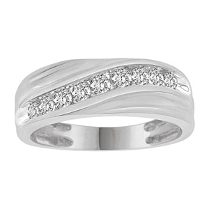 MEN'S BAND 1/2 CT ROUND DIAMOND 10K WHITE GOLD