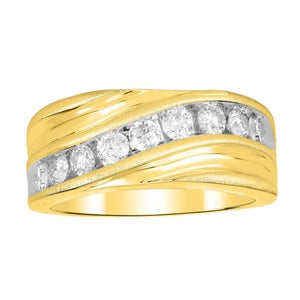 MEN'S BAND 1 CT ROUND DIAMOND 10K YELLOW GOLD