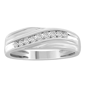 MEN'S BAND 1/4 CT ROUND DIAMOND 10K WHITE GOLD