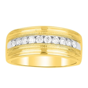 MEN'S BAND 1/4 CT ROUND DIAMOND 10K YELLOW GOLD