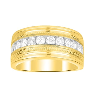 MEN'S BAND 1 CT ROUND DIAMOND 10K YELLOW GOLD