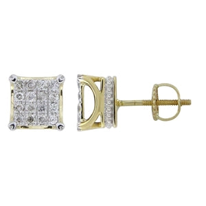 MEN'S EARRINGS 1/2 CT ROUND DIAMOND 10K YELLOW GOLD