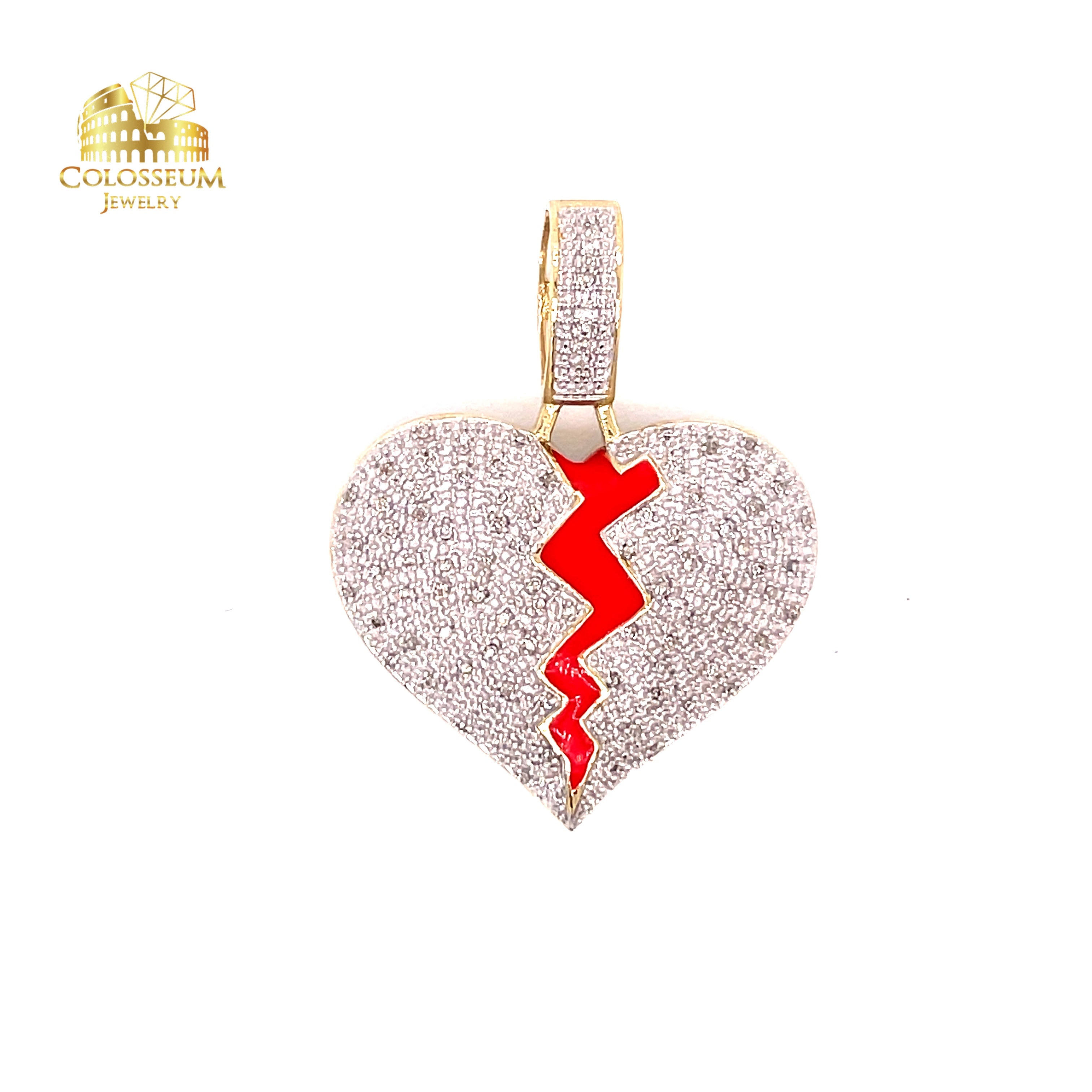 10K Yellow Gold Broken Heart Diamond Charm