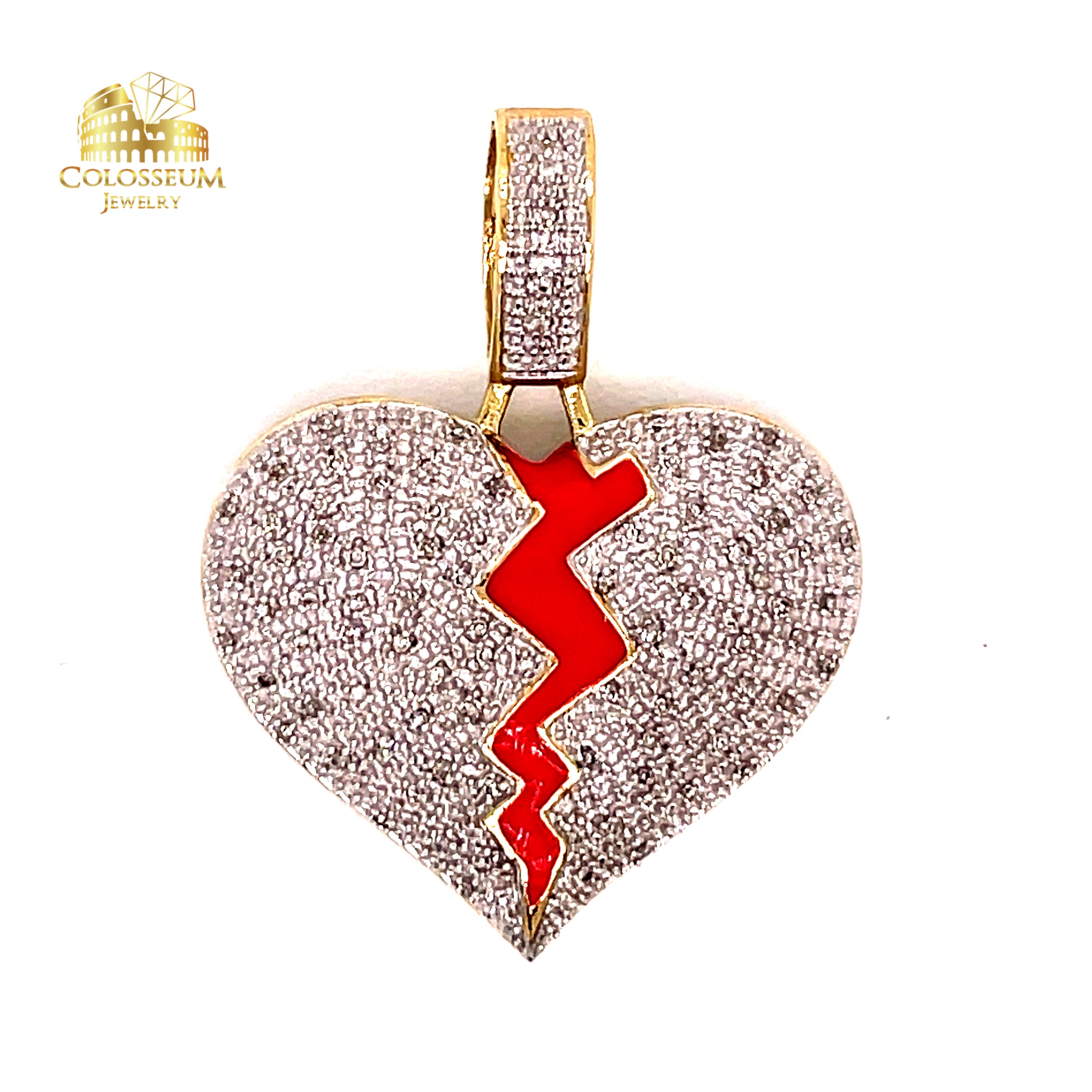 10K Yellow Gold Broken Heart Diamond Charm