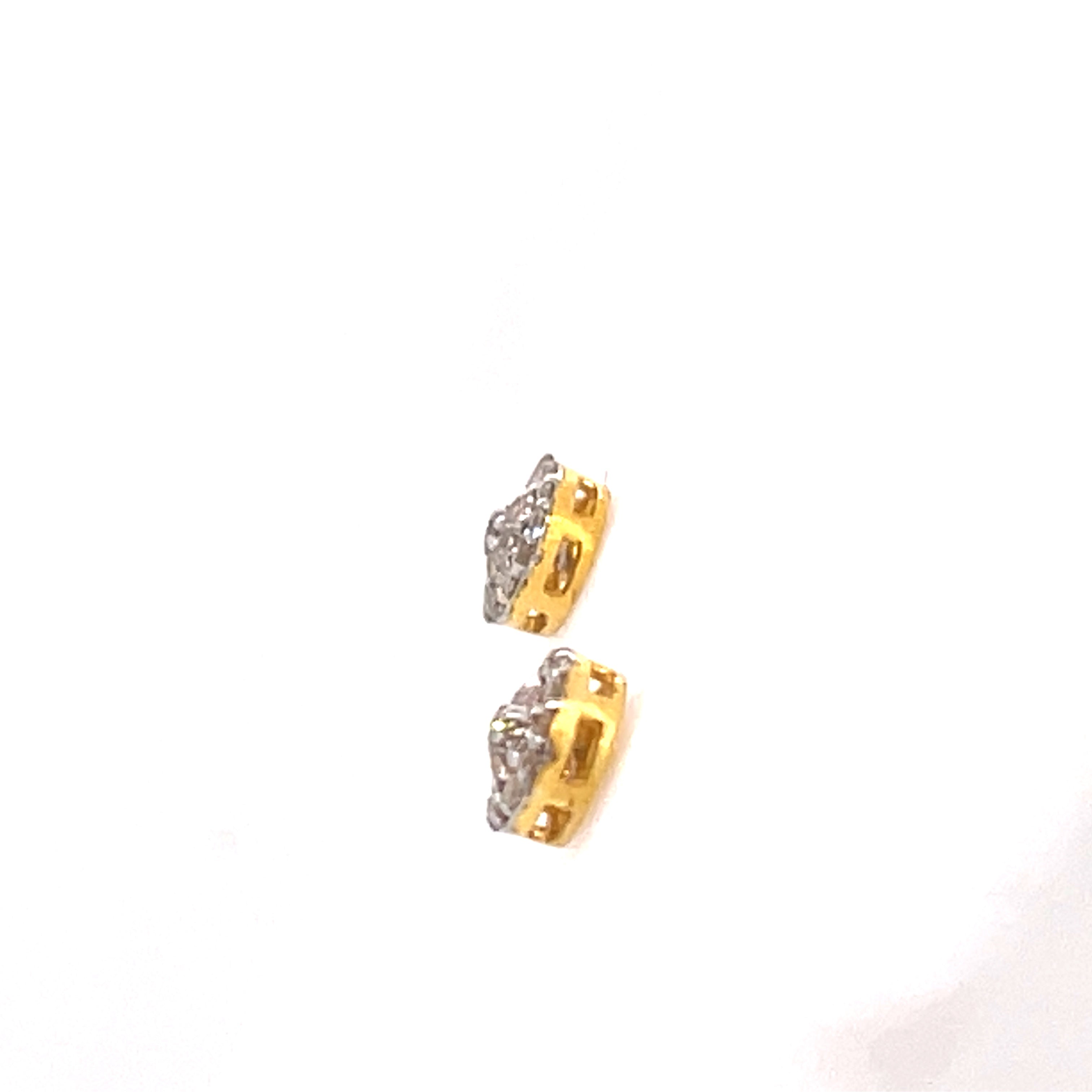 10K Yellow Gold 1/4 Ct.Tw. Diamond Round Shape Stud Earrings