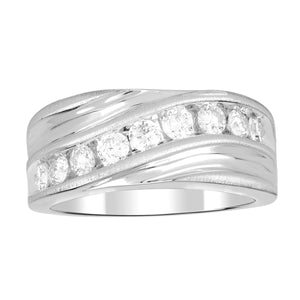 MEN'S BAND 1 CT ROUND DIAMOND 10K WHITE GOLD