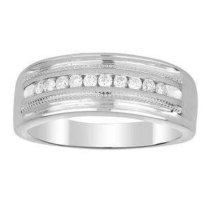 MEN'S BAND 1/2 CT ROUND DIAMOND 10K WHITE GOLD