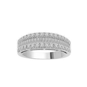 1.00CT RD/BGT DIAMONDS SET IN 10KT WHITE GOLD LADIES BAND