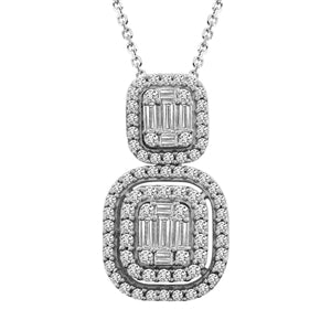 LADIES PENDANT 1/2 CT ROUND/BAGUETTE DIAMOND 14K WHITE GOLD (CHAIN NOT INCLUDED)