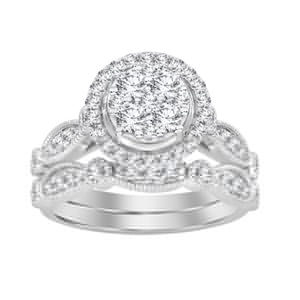 1.00CT RD DIAMONDS SET IN 14KT WHITE GOLD LADIES BRIDAL RING